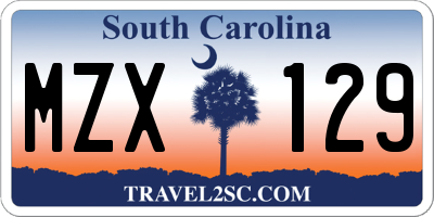 SC license plate MZX129