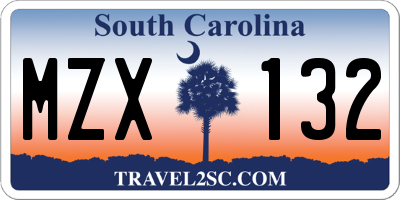 SC license plate MZX132