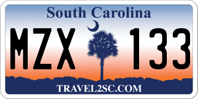 SC license plate MZX133