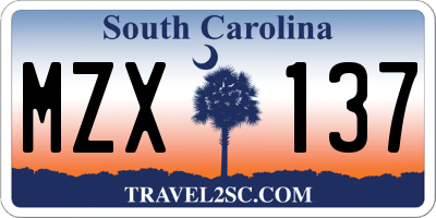 SC license plate MZX137
