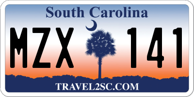 SC license plate MZX141