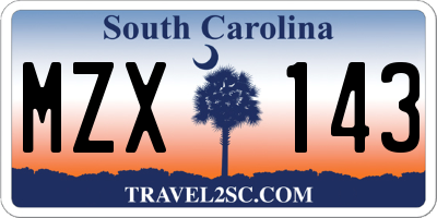 SC license plate MZX143