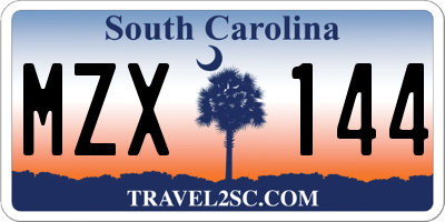 SC license plate MZX144