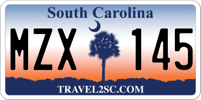 SC license plate MZX145