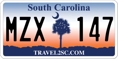 SC license plate MZX147