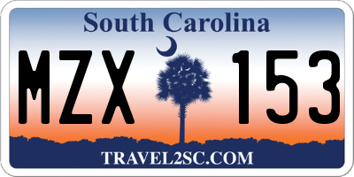 SC license plate MZX153