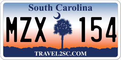 SC license plate MZX154