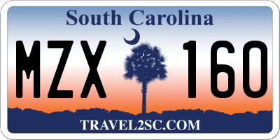 SC license plate MZX160