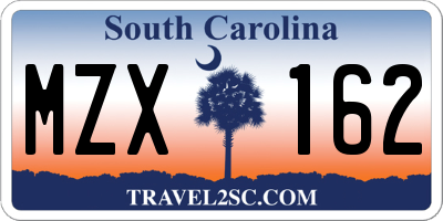 SC license plate MZX162