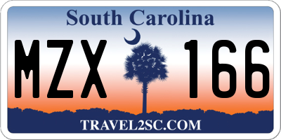 SC license plate MZX166