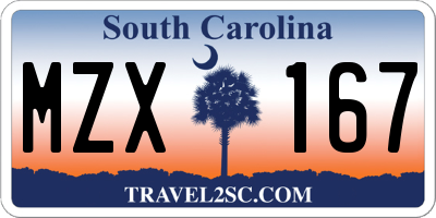 SC license plate MZX167