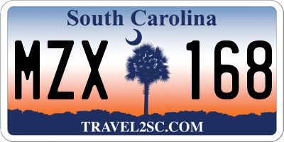 SC license plate MZX168