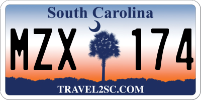 SC license plate MZX174