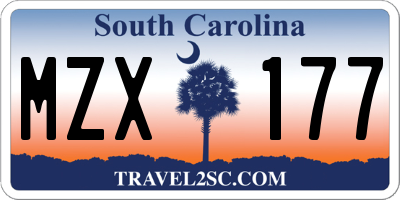 SC license plate MZX177