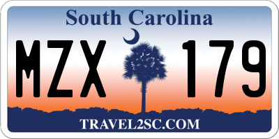 SC license plate MZX179