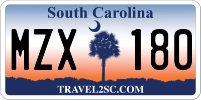 SC license plate MZX180