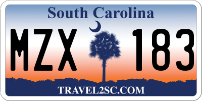 SC license plate MZX183