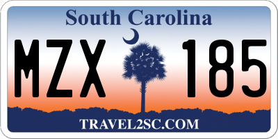 SC license plate MZX185