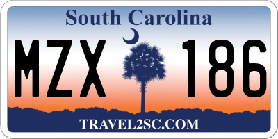 SC license plate MZX186