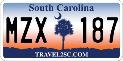 SC license plate MZX187