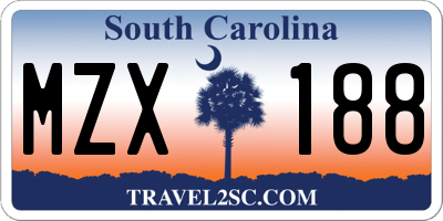SC license plate MZX188