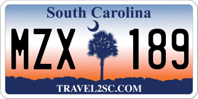 SC license plate MZX189