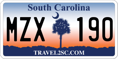 SC license plate MZX190