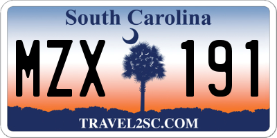 SC license plate MZX191