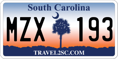 SC license plate MZX193
