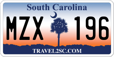 SC license plate MZX196