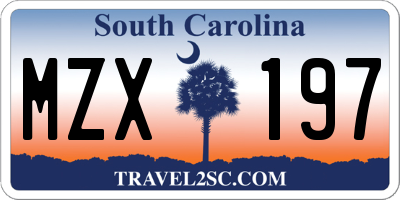SC license plate MZX197