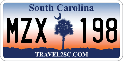 SC license plate MZX198