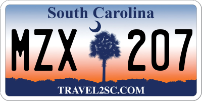 SC license plate MZX207