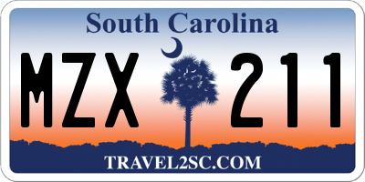 SC license plate MZX211