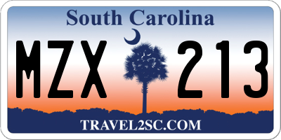 SC license plate MZX213