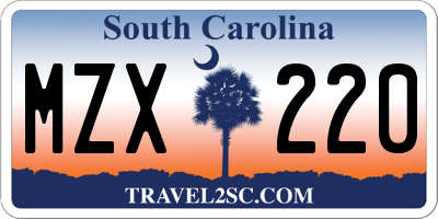 SC license plate MZX220
