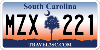 SC license plate MZX221