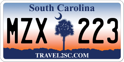 SC license plate MZX223