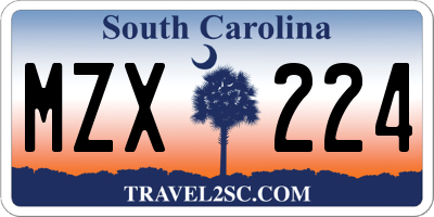 SC license plate MZX224