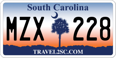 SC license plate MZX228