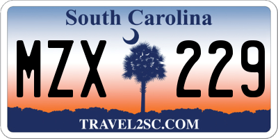 SC license plate MZX229