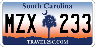 SC license plate MZX233