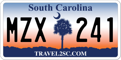 SC license plate MZX241