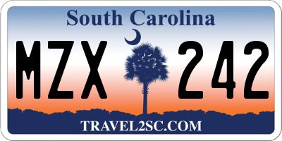SC license plate MZX242