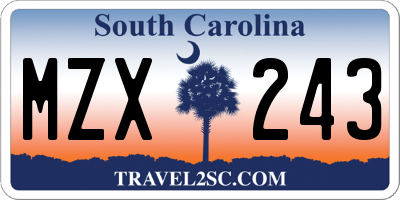 SC license plate MZX243