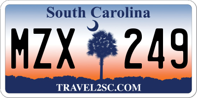 SC license plate MZX249