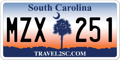 SC license plate MZX251