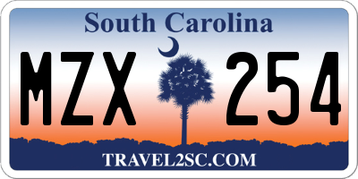 SC license plate MZX254