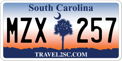 SC license plate MZX257