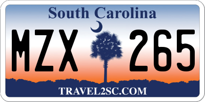 SC license plate MZX265